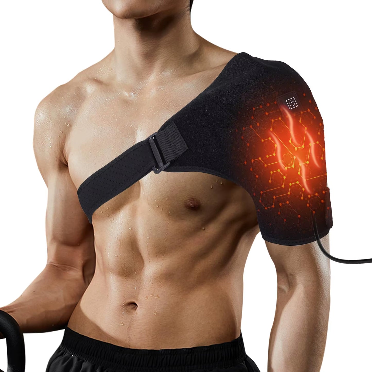 Heated Shoulder Wrap Brace Adjustable Shoulder Heating Pads with Extension Belt for Frozen Shoulder Dislocation Pain Relief