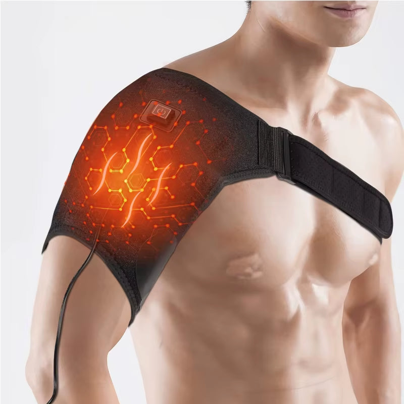 Heated Shoulder Wrap Brace Adjustable Shoulder Heating Pads with Extension Belt for Frozen Shoulder Dislocation Pain Relief