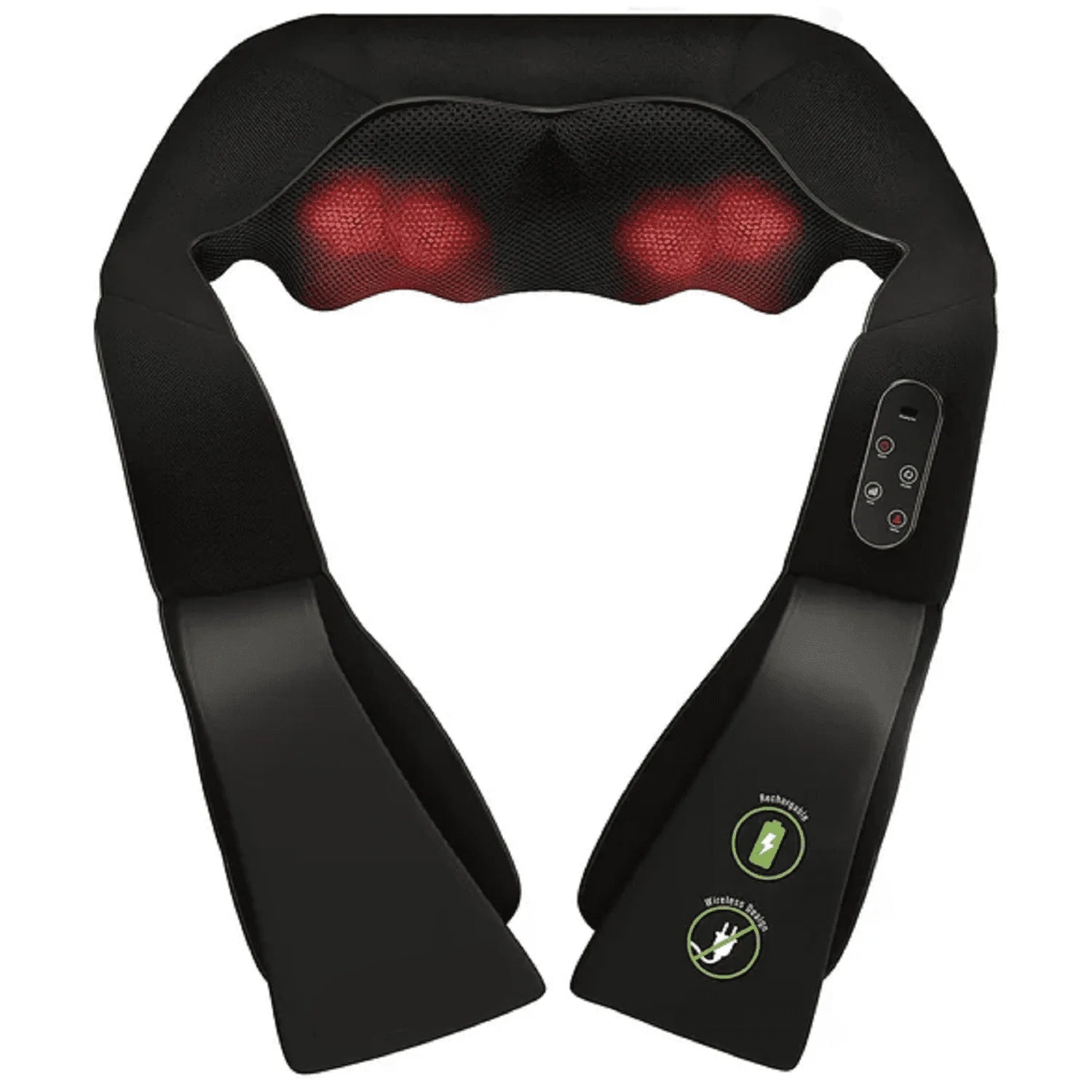 Cordless Shiatsu Shoulder, Back, and Neck Massager with Heat, Usb-Rechargeable, Black