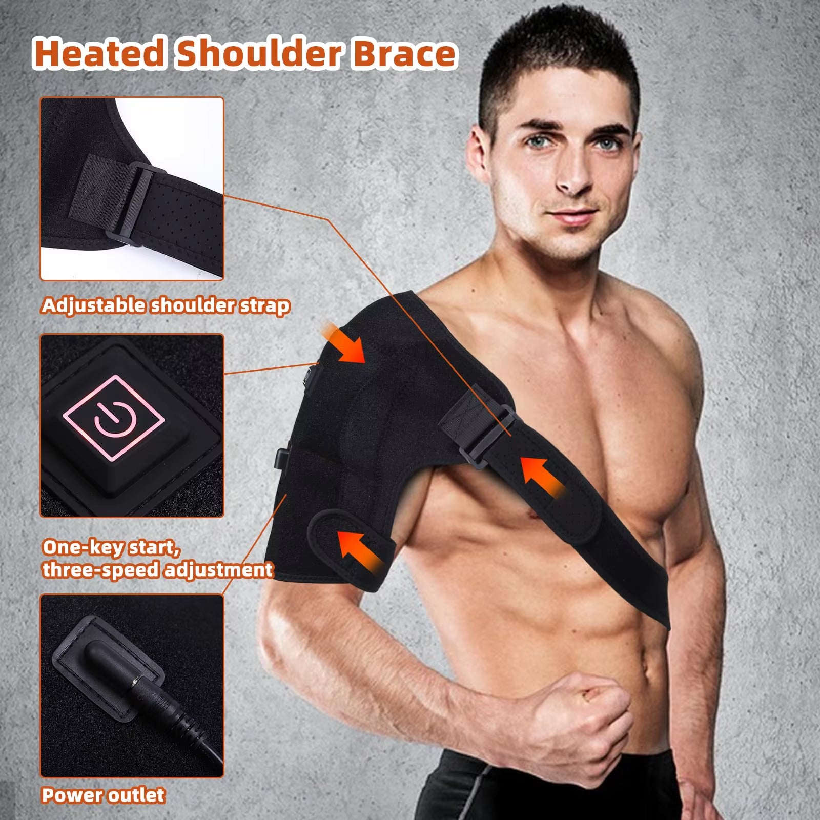 Heated Shoulder Wrap Brace Adjustable Shoulder Heating Pads with Extension Belt for Frozen Shoulder Dislocation Pain Relief