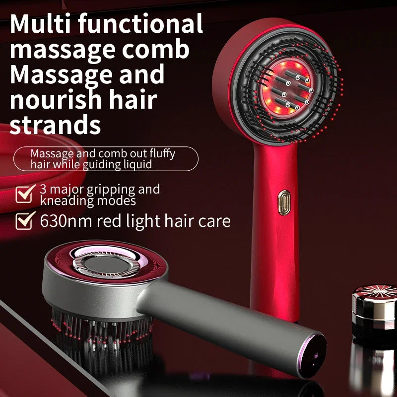 Electric Vibration Massage Comb Red Light Therapy Vibration Head Massager Comb Hair Growth Oil Nano Sprayer Nourish Scalp Brush