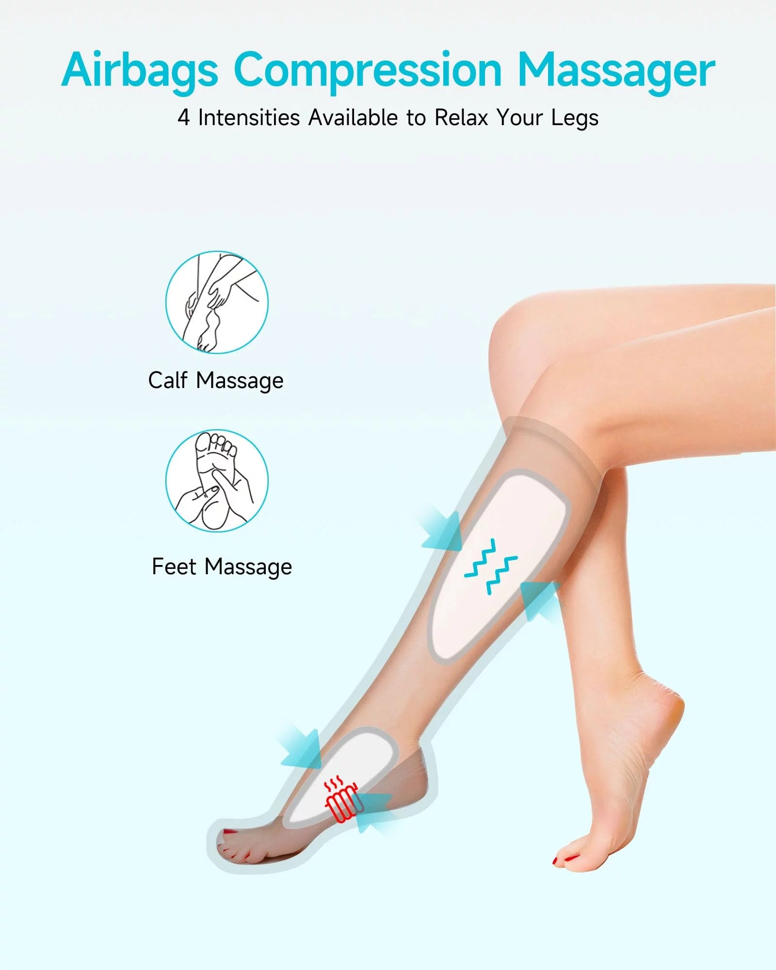 Leg Compression Boots Massager for Circulation and Pain Relief ,Leg Air Compression Foot and Calf Massager with Heat, Leg Stimulation Blood Circulation