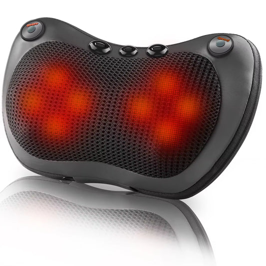 Car and Home Use Red Light Heating Cervical Massage Pillow, Multifunctional Massager Neck Massage Back Massager Electric